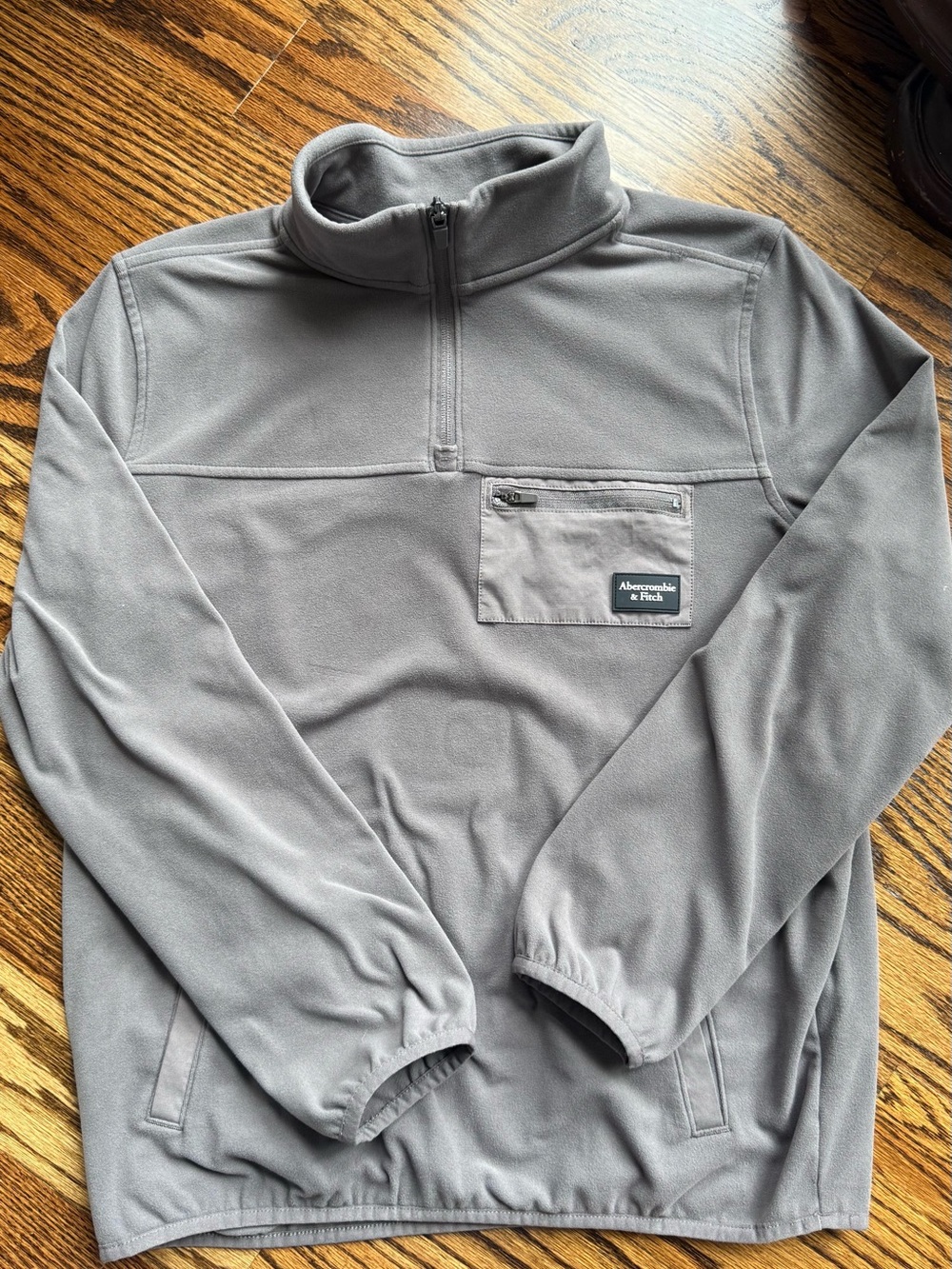 Abercrombie & Fitch Light Gray Half-Zip Fleece Pullover